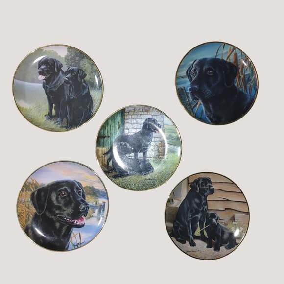 Labrador Retriever Collectible Franklin Mint Decorative Plates Set Of 5 - Picture 7 of 14
